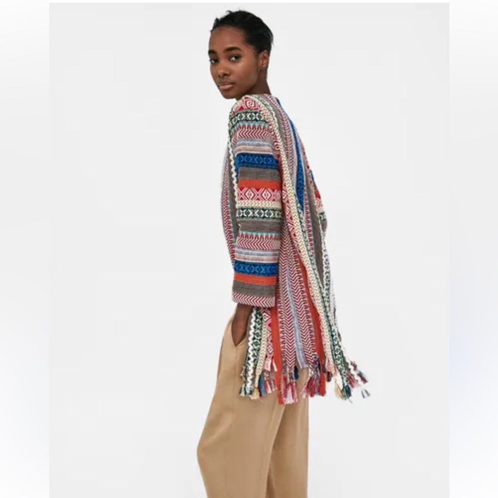 Zara Embroidered Jacquard Coat Jacket Festival - Picture 3 of 16